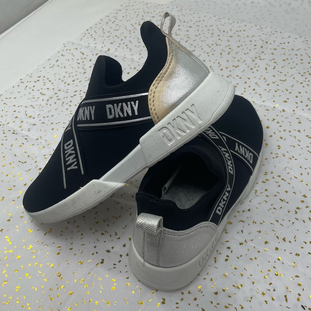 DKNY Black and Silver Kids Slip-On Sneakers